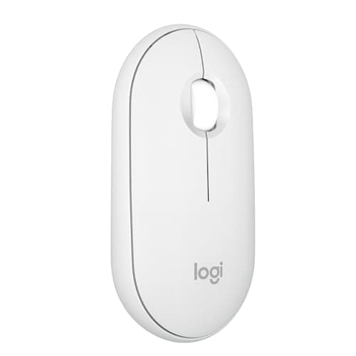 Image of Logitech Pebble Mouse 2 M350s Slim Bluetooth Wireless Mouse, Portable, Lightweight, Customisable Button, Quiet Clicks, Easy-Switch for Windows, macOS, iPadOS, Android, Chrome OS - White