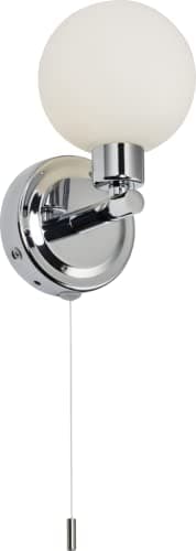 Image of Knightsbridge 230V IP44 G9 Single Wall light with Round Frosted Glass, Polished Chrome