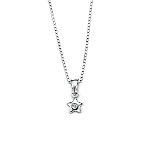 Image of D for Diamond Children's 925 Sterling Silver Diamond Star Pendant Necklace Length 35cm