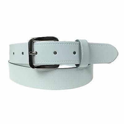 Image of BULLET 69 New Quality Mens Womens 1.25" Wide Real Leather 30mm Made In England Belt[White,Medium 32"-36",1.25" Silver]