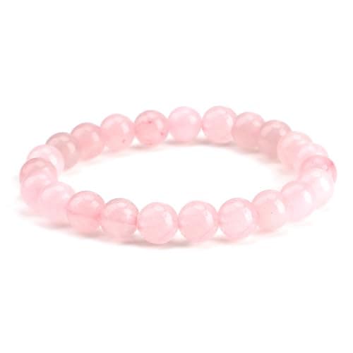 Image of JUGNAW Rose Quartz Crystal Bracelet for Women,Natural Gemstone Bead Bracelets for Healing Protection and Gifting Beaded Stretch Energy Stone Festival Accessories Birthday Christmas Gifts for Her