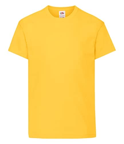 Image of Fruit of the Loom Unisex Kids Original Crew Neck Short Sleeve T-Shirt, Yellow (Sunflower Yellow), 9-11 Years (Manufacturer Size: 140)