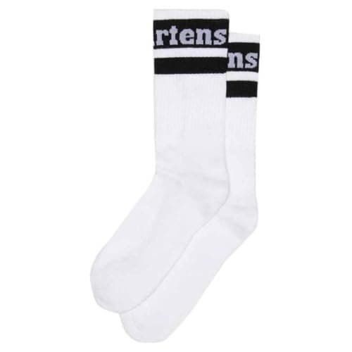 Image of Dr. Martens Athletic Logo Cotton Blend Socks, White/Black, Medium-Large