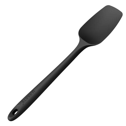 Image of U-Taste Silicone Spoon Spatula: 250℃ Heat Resistant Flexible Seamless Rubber Spatula, Baking Cooking Silicon Kitchen Utensil for Nonstick Cookware Mixing Stirring Scraping (29cm, Black)