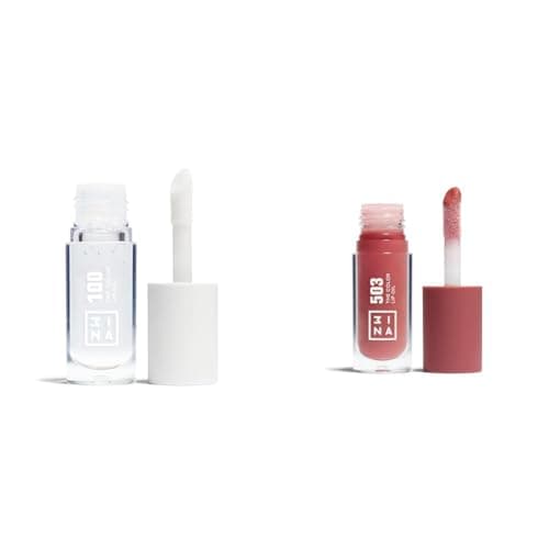 Image of 3INA MAKEUP - The Color Lip Oil 100 + The Color Lip Oil 503 - Crytal Clear + Nude - Lip Gloss with 24h Hydration & Hyaluronic Acid - Lipstick & Lip Balm - Vegan - Cruelty Free