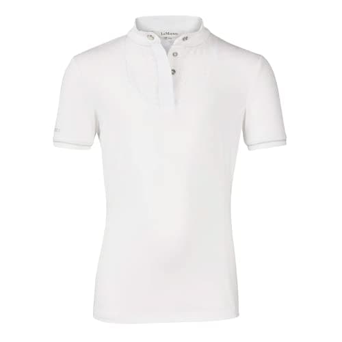 Image of LeMieux Young Rider Belle Show Shirt in White with Soft Stretch Fabric - Equestrian Riders Sport Top - Lightweight Classic Short Sleeve Tee - 9-10 Years