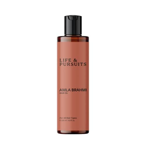 Image of Life & Pursuits Amla Brahmi Hair Oil for Hair 200 ml & Scalp Health| Natural, Indian Ayurveda Oil for Healthy & Shiny Hair | Coconut, Castor, Sesame, Triphala, Gotukola