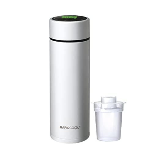 Image of Nuby RapidCool Portable Baby Bottle Maker - Formula Feed in 2 Minutes | Ideal for Travel Bottles and Night Feeds | Includes Milk Powder Dispenser and Digital Lid | No Filter Needed (White)