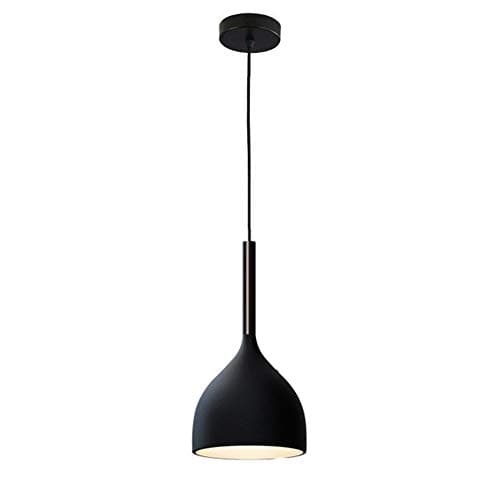 Image of HJXDtech Nordic LED Pendant Light with Bulb, Modern Simple Wood Aluminum Hanging Lamp, E27 Loft Ceiling Suspended Chandelier for Kitchen Living Room Dining Room (Black)