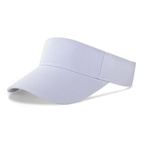 Image of AOMIG Sun Visor Cap for Women, Plain Empty Top Baseball Cap Adjustable Sports Casual Cap, Breathable Ponytail Baseball Hat, Unisex Twill Golf Tennis Summer Visor Hats for Outdoor White