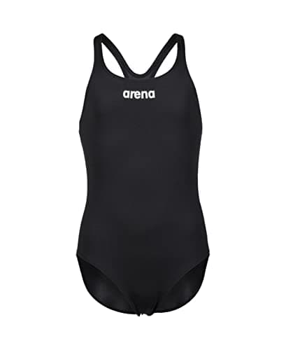 Image of ARENA Solid Swim Pro Team Girls' One-piece Swimsuit, Quick-Drying, Sports Swimsuit in MaxLife ECO-Fabric with Chlorine Resistance and UPF 50+ UV Protection Black-White