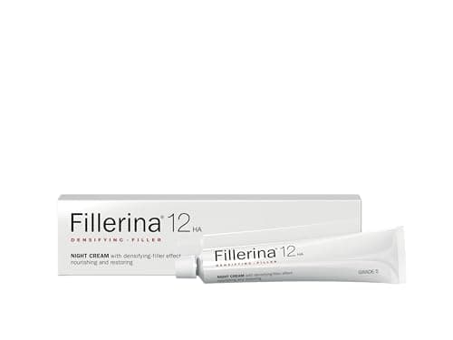 Image of Fillerina Night Cream - Grade 5 with 12 Hyaluronic Acids, Collagen & Elastin - Anti-Aging Moisturizer for Wrinkles, Fine Lines & Volume Loss - Hydrating, Firming, & Smoothing Face & Neck Cream - 50ml