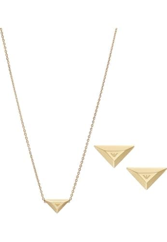 Image of Emporio Armani Women's Gold-Tone Stainless Steel Necklace and Earrings Set, EGS3160SET