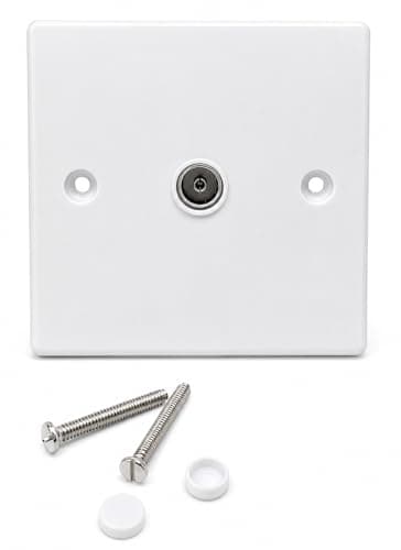 Image of TV Aerial Socket Coaxial Coax Wall Faceplate Outlet White RF Point TV/FM (Single Socket)