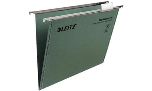 Image of Leitz Ultimate Clenched Bar Suspension File, A4,V-Base, Pack of 50, Tabs Included, Green, Ultimate Range, 17420055