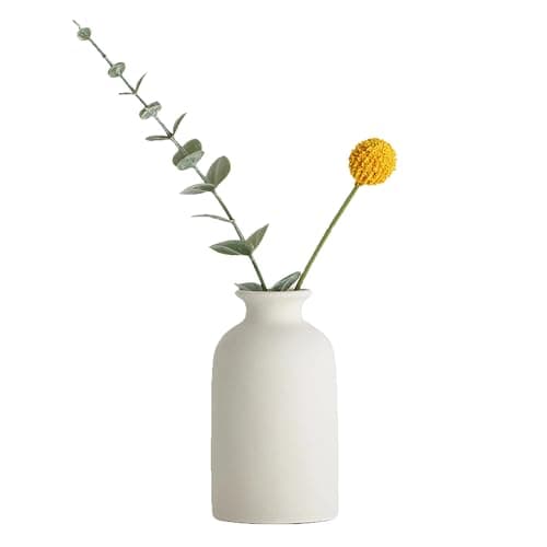 Image of White Ceramics Bud Vase Minimalist Vintage Small Flower Vase for Home Decor Office Table Centerpiece Wedding Decoration Gift