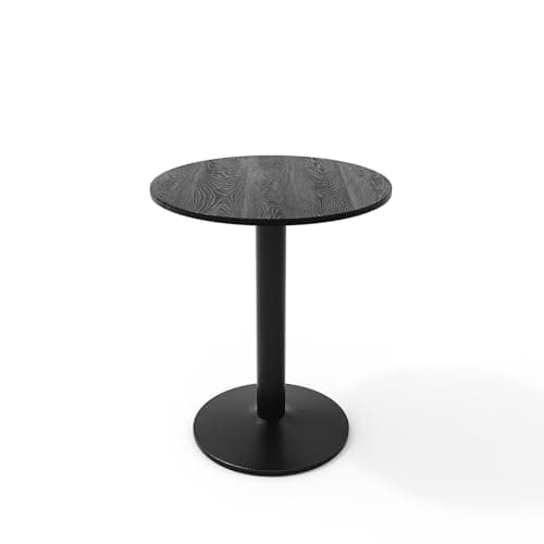 Image of Warmiehomy Small Dining Room Table, 60cm Modern Wooden Round Dining Table for Home Apartment Kitchen Living Room(Black, Round)