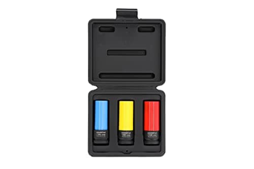 Image of Gedore Red Power Screwdriver Socket Set with Protective Sleeves, 3 Pieces, 17/19/21 mm, Depth Stop, with Colour Coding, Chrome Molybdenum Steel