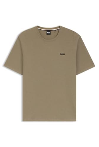 Image of BOSS Mens Structured T-Shirt Short Sleeve Cotton Open Brown 245 XL