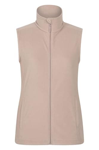 Image of Mountain Warehouse Camber Womens Gilet - Lightweight Sleeveless Jacket, Microfleece Bodywarmer, Breathable Vest, Zipped Side Pockets - For Spring Summer, Camping, Hiking Dark Beige Women's Size 8
