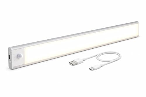 Image of 40cm LED Under Cabinet Kitchen Lights, Rechargeable USB-C, Dimmable Brightness, Motion Sensor Lights Indoor with Magnetic Installation, Cupboard Wardrobe Led Lights Warm White