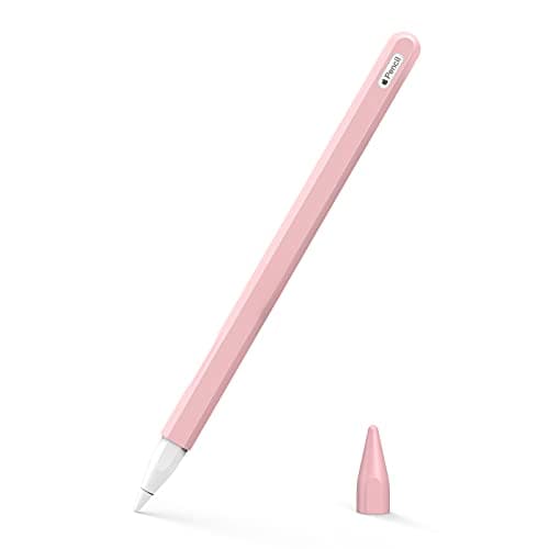 Image of MoKo Case Compatible With Apple Pencil 2nd Gen, [2 Pieces] Silicone Holder Sleeve and Nib Cover, Protective Cover for 2nd Generation - Soft Pink