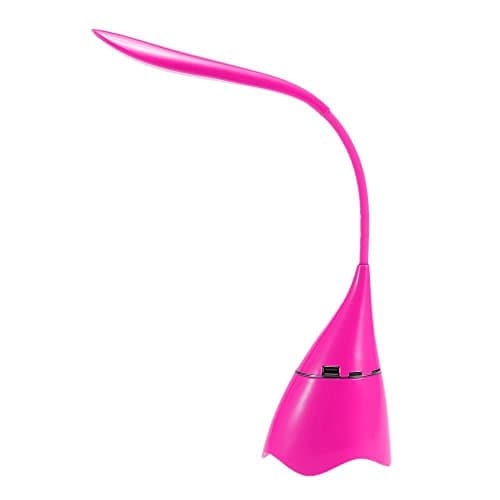 Image of Table Lamp, LED Desk Lamp Dimmable Adjustable Touch Control USB Fast Charging Port 3 Level Wireless Bluetooth Speaker Night Light for Table Lamp, Reading Lamp, Study Lamp, Work Lamp (Color) (Pink)
