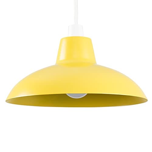 Image of MiniSun | Retro Style Gloss Mustard Metal Ceiling Light Shade | Pendant Lights, Home Décor & Improvement Essential | Includes 10W LED Bulb [3000K Warm White] | 28.8cm Shade Width