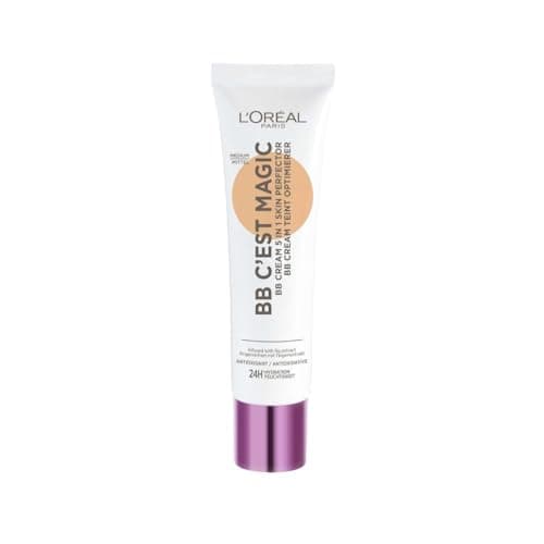 Image of L'Oréal Paris Magic BB Cream with SPF 20, 5-in-1 Skin Tint with Vitamin B5 and Vitamin E, Lightweight Hydrating Formula Adapts to Skin Tone for a Natural Glowy Finish, 30 ml, Shade: 04 Medium