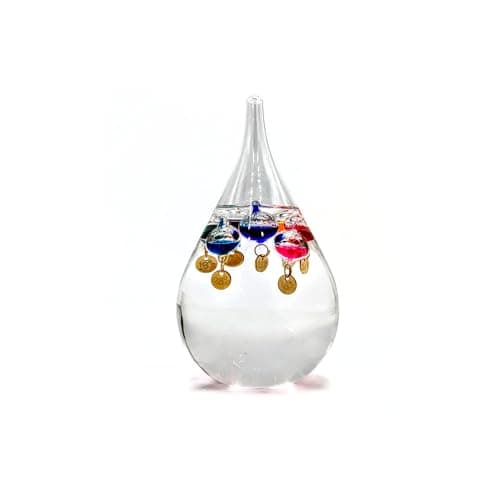 Image of Sterzeal Tear Drop Shaped 16 CM Galileo Thermometer - Accurate Temperature Readings using an Indoor/Outdoor Thermometer - Elegant Room Thermometer & Home Decor, Ideal Father's Day Gift for Men
