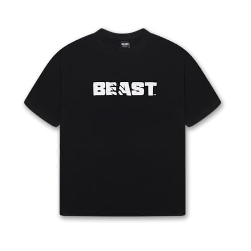 Image of Beast - Men's T-Shirt Heavy 100% Cotton Top by Eddie Hall - Relaxed Fit Core Tee - Gifts for Men - Black - 4XL