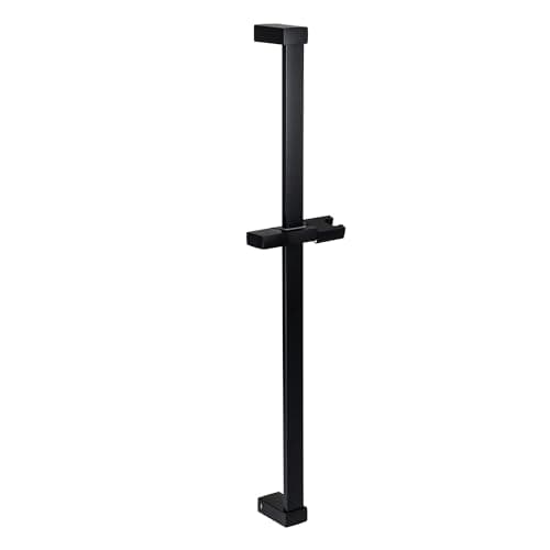 Image of ENKI, S32, Matt Black, Square Shower Riser Rail Kit with Hand Shower Holder, Stainless Steel, Contemporary, Easy to Install, 1-Year Guarantee