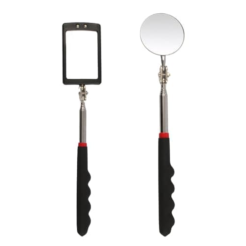 Image of 2PCS Telescopic Inspection Mirror,Automotive Extendable Mirror,360° Rotating Folding Round Handle Mechanics Mirror Tool,Universal Stainless Steel Mechanics Mirror,for Mechanical Car,with LED light