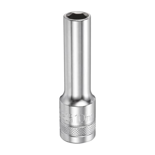 Image of sourcing map 6 Points Deep Socket 1/2" Drive 10mm Deep Metric CR-V Steel Polished Nickel Plating 78mm / 3.1" Long Hex Socket Tool for Home Auto Nuts Bolts Repair