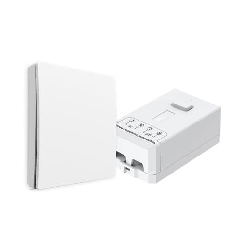 Image of ENER-J Wireless Kinetic Light Switch & 500W RF Receiver Kit – No Battery, No Wiring Self-Powered 1-Gang Wall Switch, IP65 Waterproof for Bathroom & Outdoor, 80m Range, White [ECO Series]