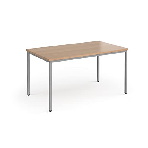 Image of Mr Office Flexi 25 rectangular table with silver frame 800mm deep, 1400, Beech