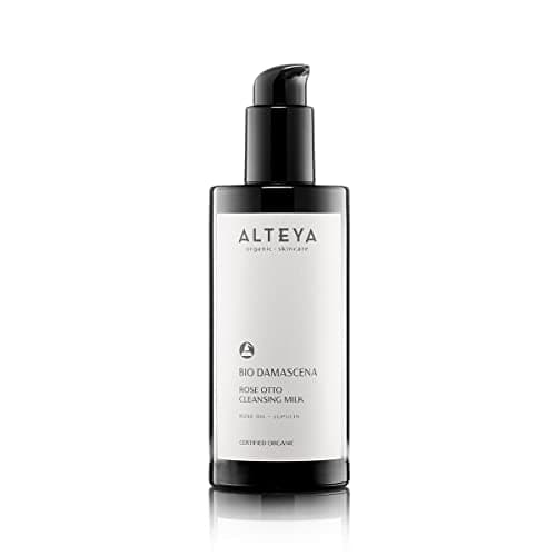 Image of Alteya Organic Cleansing Milk 200ml - NaTrue Certified Organic - Based on Bulgarian Rose Essential Oil for Sensitive & Dry Skin - Purifying, Moisturizing, Calming