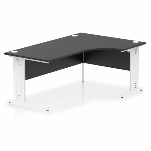 Image of Mr Office Impulse Right Crescent Desk, White Cable Managed Leg, Black, 1800