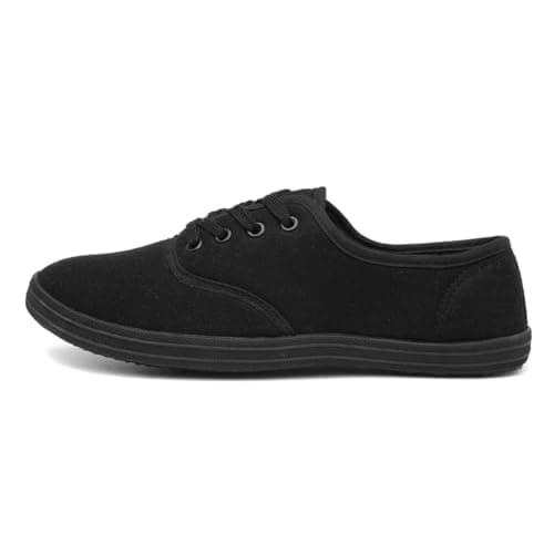 Image of Red Fish Tai Womens Black Lace Up Canvas Shoe - Size 5 UK - Black