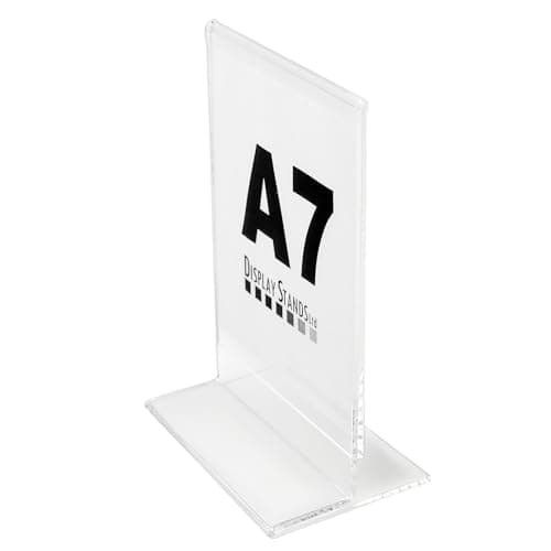 Image of DSL Acrylic Poster Menu Holder - Portrait, Double Sided, Table Display Stand, Sign Holder, Perspex Freestanding Menu Holder (SU-PDS) (1, A7)