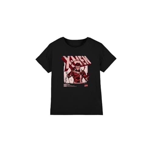 Image of X-Men Boys Cyclops Info Unisex Kids T-Shirt, Black, 7-8 Years UK
