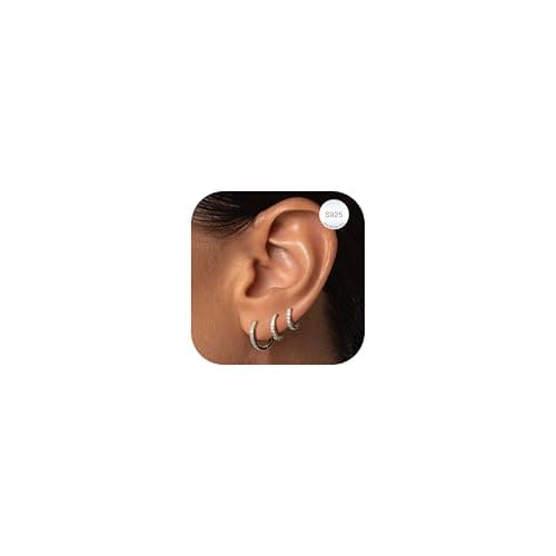 Image of LOLIAS 925 Sterling Silver Hoops Earrings for Women - Lightweight, Small, Tragus Helix Hoop Huggies - Mini Cartilage Sleeper Earrings - Hypoallergenic Helix Tragus Piercing Jewellery (8/10/12mm)