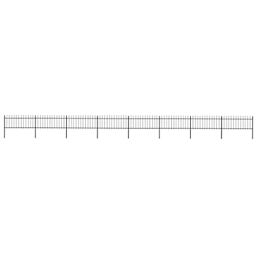 Image of vidaXL Garden Fence Spear 13.6x0.8m Outdoor Panel Barrier Border Decorative Landscape Privacy Edges Black Steel Rust-Resistant Metal