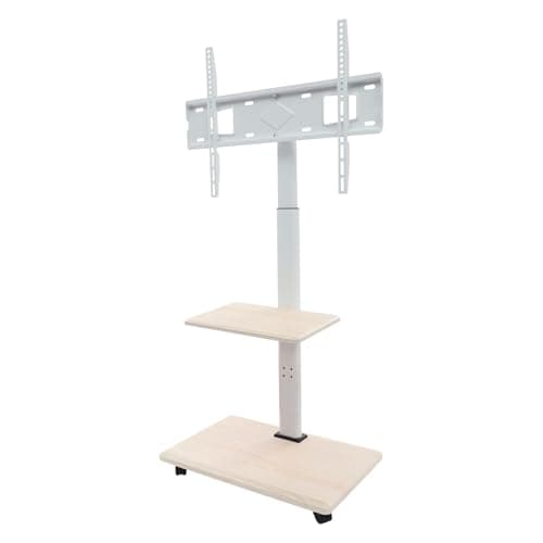Image of MIIWWOWO Universal TV Stand for 32-70 Inch TVs Up to 45kg/99lbs, Height & Width & Angle Adjustable Table Top TV Stands on Wheels, Mobile TV Cabinet with Bracket & Storage Rack (White)