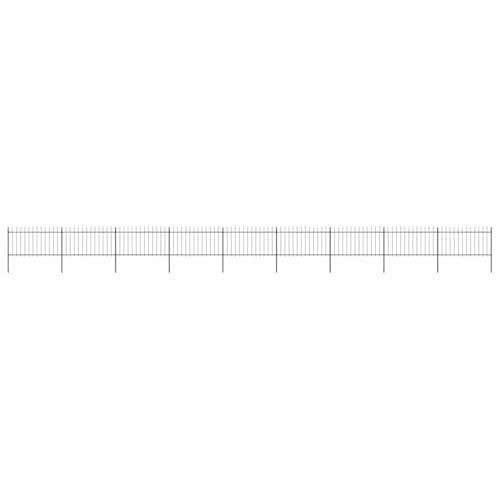 Image of vidaXL Garden Fence Spear 15.3x1m Outdoor Panel Barrier Border Decorative Landscape Privacy Edges Black Steel Rust-Resistant Metal