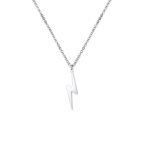 Image of Amaxer Minimalist Geometric Pendant Necklace Zig Zag Flash Lightning Bolt Unisex Jewelry Inspirational Gift (silver)