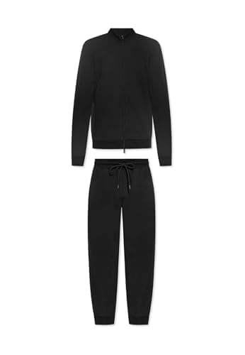 Image of Emporio Armani MAN'S BASIC TERRY FULL ZIP TRACKSUIT SET BLACK XL