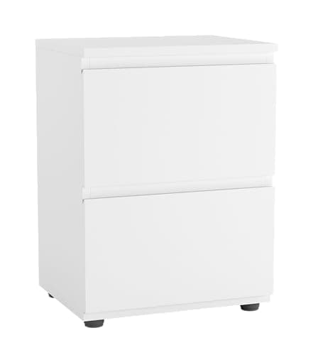 Image of URBNLIVING 2 Drawer Wooden Bedroom Bedside Cabinet No Handle Storage Nightstand Side Table