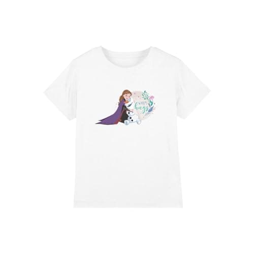 Image of Frozen Anna and Olaf Like Warm Hugs Girls T Shirt, White, 3-4 Years