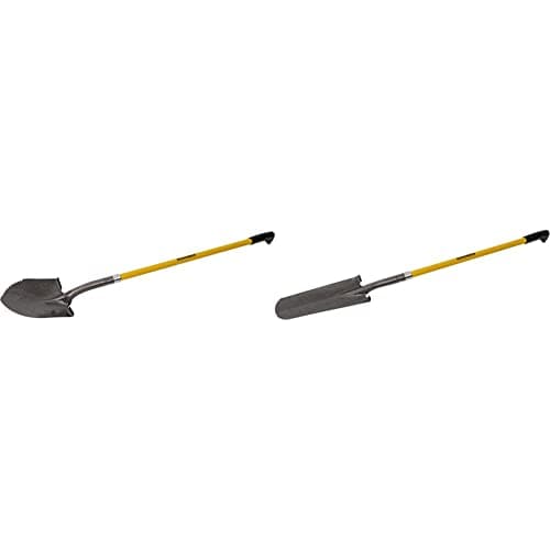 Image of Roughneck ROU68044 Long Handled Serrated Edge Shovel,Yellow & Black,1460mm/57½" & ROU68237 Long Handled Drainage Shovel 1460mm/57½"